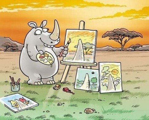 Everything is relative depending on who you are, what your background is, what your level of understanding is and what you believe to be true. Perception is reality. In the painting above the Rhino is only painting what he sees from his position. Others see what he is painting differently. Who is right?